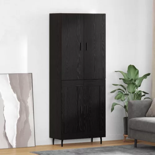 vidaXL Magasfiú 2 pcs Musta tammi Műanyag Fa és Üveg