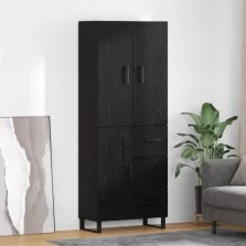   vidaXL Magasfiú fiókkal 2 pcs Fekete tölgy Műanyag Fa és Üveg