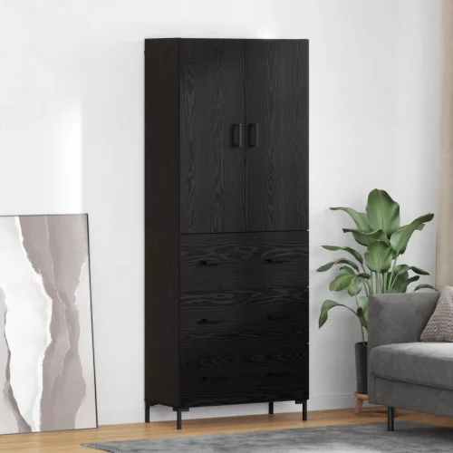 vidaXL Magasfiú fiókkal Fekete tölgy 69,5 x 34 x 180 cm Faanyag