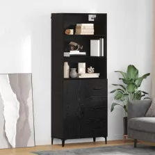   vidaXL Magasfiú fiókkal Fekete tölgy 69,5 x 34 x 180 cm Faanyag