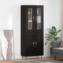   vidaXL Magasfiú 2 pcs Fekete tölgy 69,5 x 34 x 180 cm Faanyag