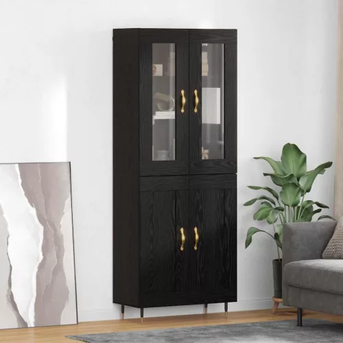 vidaXL Magasfiú 2 pcs Fekete tölgy 69,5 x 34 x 180 cm Faanyag