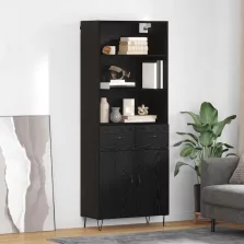 vidaXL Magasfiú fiókkal 2 pcs Fekete tölgy Faanyag