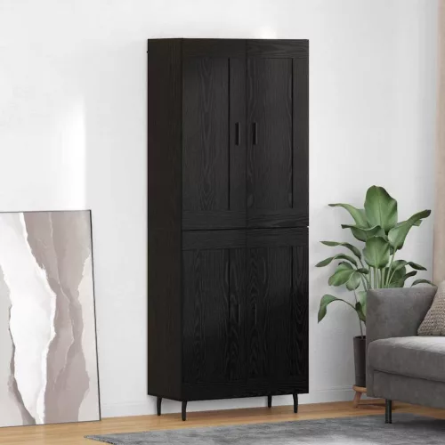 vidaXL Magasfiú 2 pcs Fekete tölgy Faanyag
