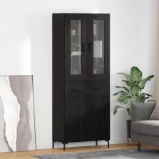   vidaXL Magasfiú fiókkal 2 pcs Fekete tölgy 69,5 x 34 x 180 cm Faanyag