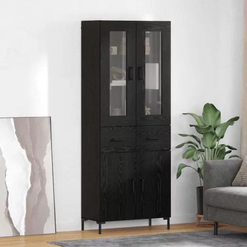 vidaXL Magasfiú fiókkal 2 pcs Fekete tölgy 69,5 x 34 x 180 cm Faanyag