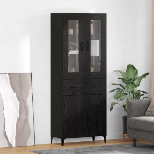 vidaXL Magasfiú fiókkal Fekete tölgy 69,5 x 34 x 180 cm Faanyag