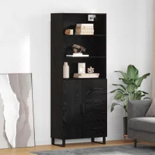   vidaXL Magasfiú fiókkal Fekete tölgy 69,5 x 34 x 180 cm Faanyag