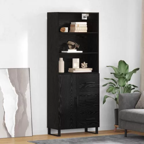 vidaXL Magasfiú fiókkal Fekete tölgy 69,5 x 34 x 180 cm Faanyag