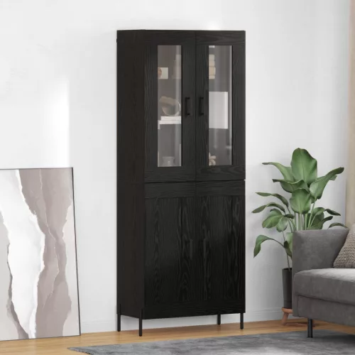 vidaXL Magasfiú Fekete tölgy 69,5 x 34 x 180 cm Faanyag