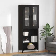 vidaXL Magasfiú Fekete tölgy 69,5 x 34 x 180 cm Faanyag
