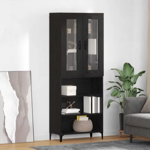 vidaXL Magasfiú Fekete tölgy 69,5 x 34 x 180 cm Faanyag