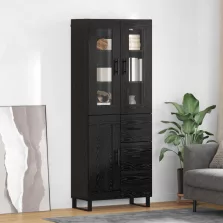   vidaXL Magasfiú fiókkal 2 pcs Fekete tölgy Műanyag Fa és Üveg