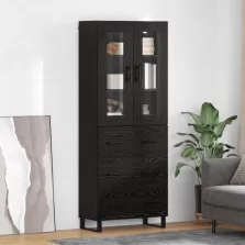   vidaXL Magasfiú fiókkal 2 pcs Fekete tölgy Műanyag Fa és Üveg