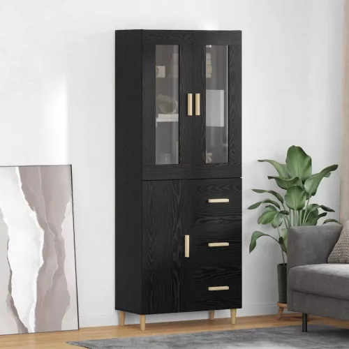 vidaXL Magasfiú fiókkal Fekete tölgy 34,5 x 34 x 180 cm Faanyag