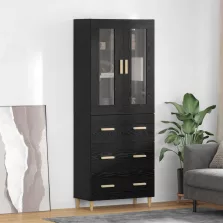   vidaXL Magasfiú Fekete tölgy 69,5 x 34 x 180 cm Műanyag Fa és Üveg