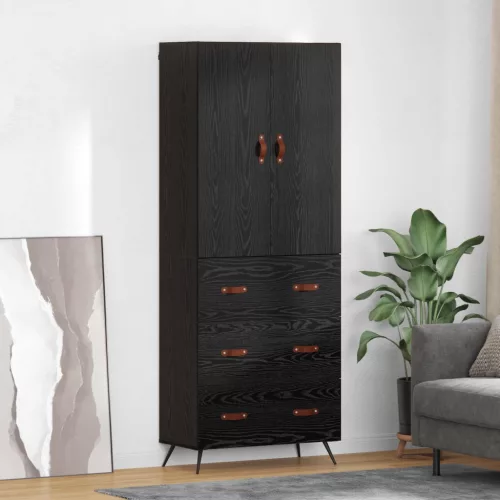 vidaXL Magasfiú fiókkal Fekete tölgy 69,5 x 34 x 180 cm Faanyag