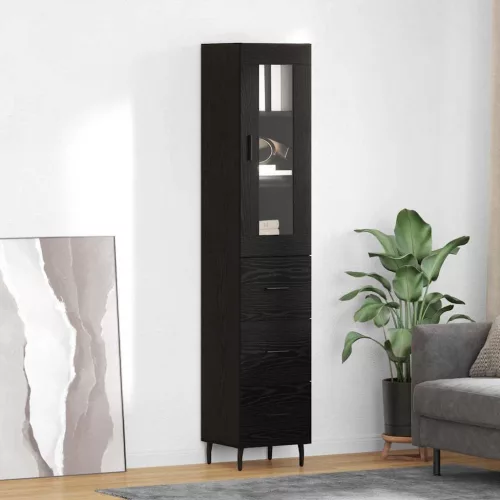 vidaXL Magasfiú fiókkal Fekete tölgy 34,5 x 34 x 180 cm Faanyag