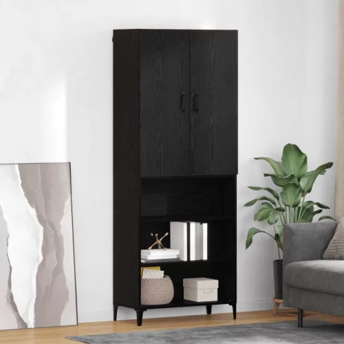 vidaXL Magasfiú Fekete tölgy 69,5 x 34 x 180 cm Faanyag