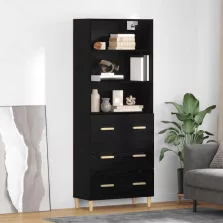   vidaXL Magasfiú fiókkal Fekete tölgy 69,5 x 32,5 x 180 cm Faanyag