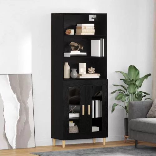 vidaXL Magasfiú Fekete tölgy 69,5 x 32,5 x 180 cm Faanyag