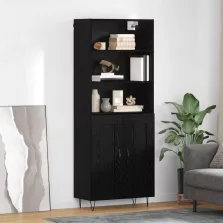 vidaXL Magasfiú fiókkal 2 pcs Fekete tölgy Faanyag