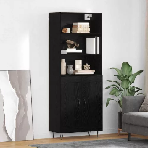 vidaXL Magasfiú fiókkal 2 pcs Fekete tölgy Faanyag