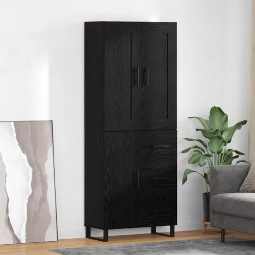vidaXL Magasfiú fiókkal Fekete tölgy 69,5 x 34 x 180 cm Faanyag