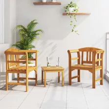   vidaXL Bútor szett párnával 3 pcs Természetes Tömör Akácfa