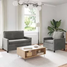 vidaXL Kanapé Szett 2 pcs Világosszürke Bársony