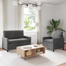 vidaXL Kanapé Szett 2 pcs Sötétszürke Bársony