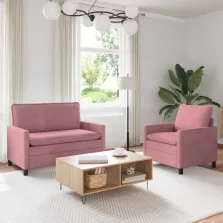 vidaXL Kanapé Szett 2 pcs Rózsaszín Bársony