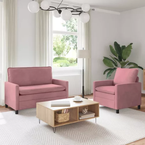 vidaXL Kanapé Szett 2 pcs Rózsaszín Bársony