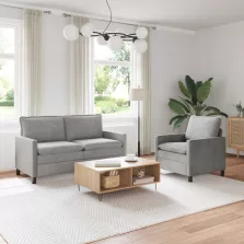 vidaXL Kanapé Szett 2 pcs Világosszürke Bársony