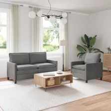 vidaXL Kanapé Szett 2 pcs Sötétszürke Bársony