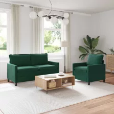 vidaXL Kanapé Szett 2 pcs Sötétzöld Bársony