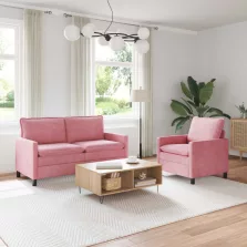 vidaXL Kanapé Szett 2 pcs Rózsaszín Bársony