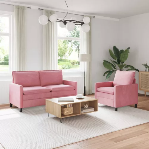 vidaXL Kanapé Szett 2 pcs Rózsaszín Bársony