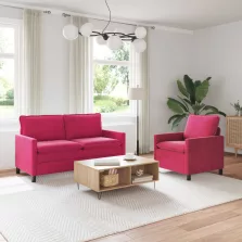 vidaXL Kanapé Szett 2 pcs Bordó Bársony