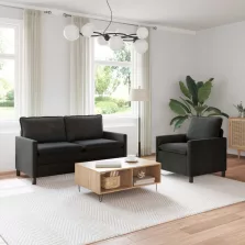 vidaXL Kanapé Szett 2 pcs Fekete Bársony