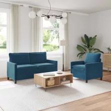 vidaXL Kanapé Szett 2 pcs Kék Bársony