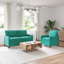 vidaXL Kanapé Szett 2 pcs Türkiz Bársony