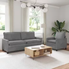 vidaXL Kanapé Szett 2 pcs Sötétszürke Bársony