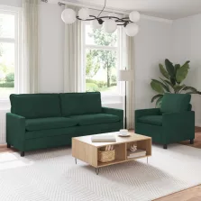 vidaXL Kanapé Szett 2 pcs Sötétzöld Bársony