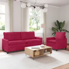 vidaXL Kanapé Szett 2 pcs Bordó Bársony