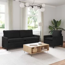vidaXL Kanapé Szett 2 pcs Fekete Bársony