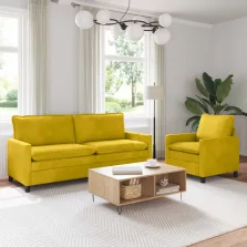 vidaXL Kanapé Szett 2 pcs Sárga Bársony