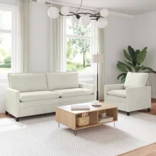vidaXL Kanapé Szett 2 pcs Krémszínű Bársony