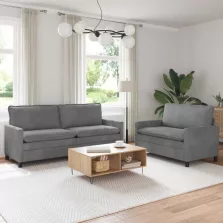 vidaXL Kanapé Szett 2 pcs Sötétszürke Bársony