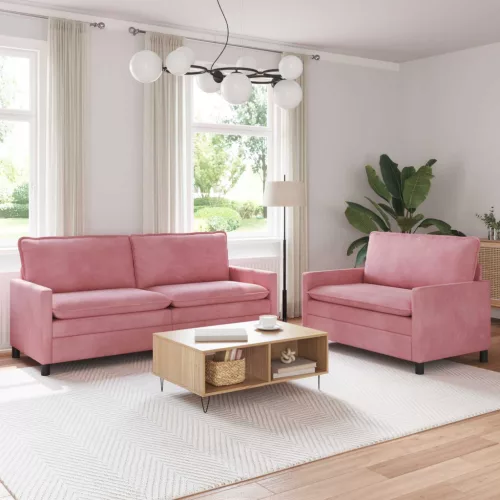 vidaXL Kanapé Szett 2 pcs Rózsaszín Bársony